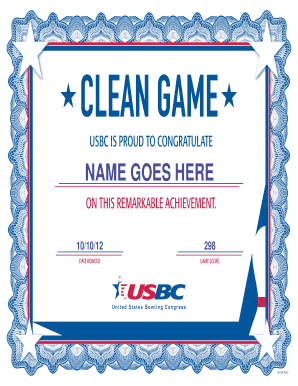 Clean Game Certificate