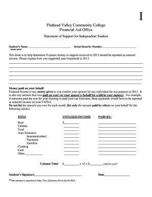 Statement of Support for Independent Student