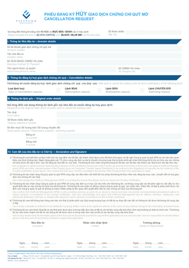Vietnam Fund Certificate Cancellation Request Form