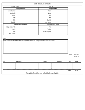 Storm Products Order Form