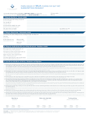 Vietnam Fund Subscription Request Form