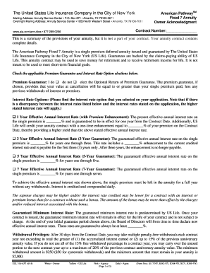 American Pathway Fixed 7 Annuity Owner Acknowledgment