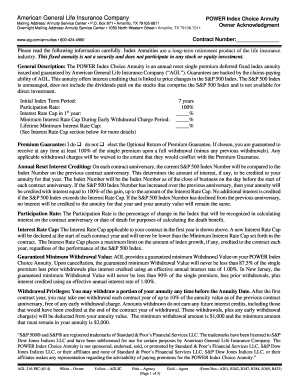 American General Life Insurance Company POWER Index Choice Annuity