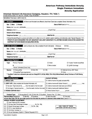 American Pathway Immediate Annuity Application