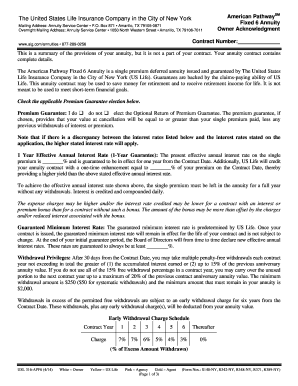 American Pathway Fixed 6 Annuity Owner Acknowledgment