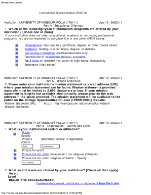 Institutional Characteristics Survey Form