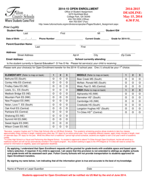 2014-2015 Open Enrollment Application