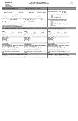 Fulton County Student Enrollment Form