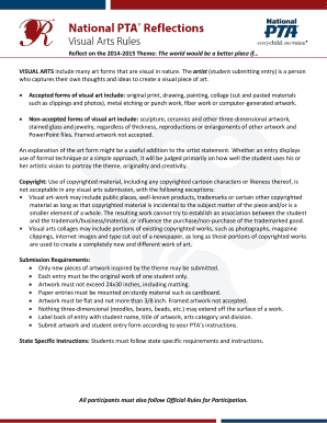 National PTA Reflections Visual Arts Entry Form