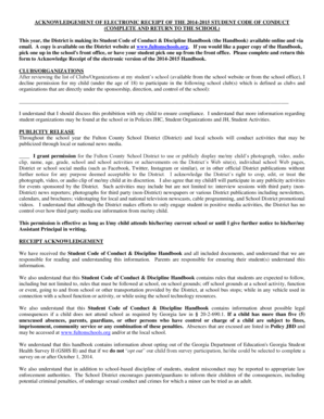 Acknowledgement of Electronic Receipt of Student Code of Conduct