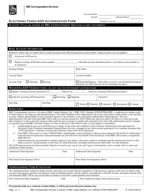 Electronic Funds ACH Authorization Form