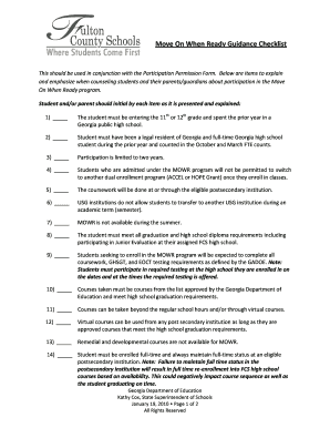 Move On When Ready Guidance Checklist