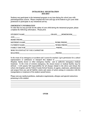 Intramural Registration Form