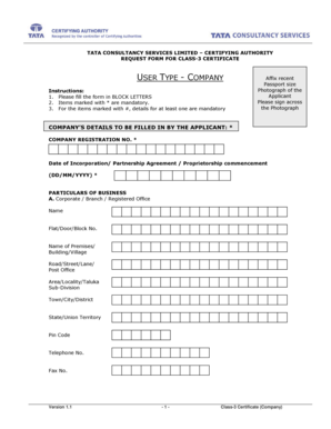 Request Form for Class-3 Certificate