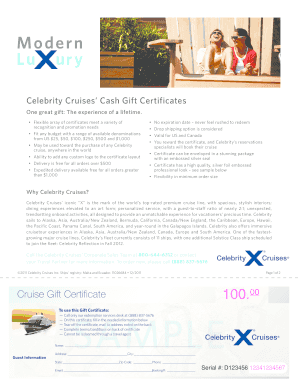 Celebrity Cruises Cash Gift Certificate