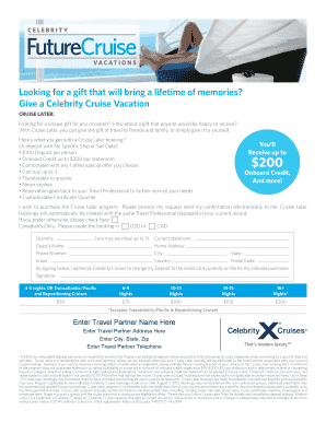 Celebrity Cruise Later Gift Voucher