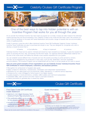 Celebrity Cruises Gift Certificate Program