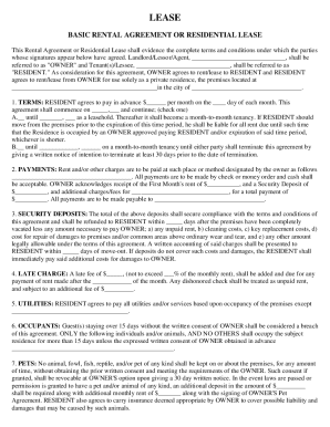 basic rental agreement or residential lease & form 23