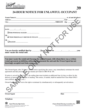 24-Hour Notice for Unlawful Occupant