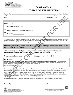 30 or 60 Day Notice of Termination