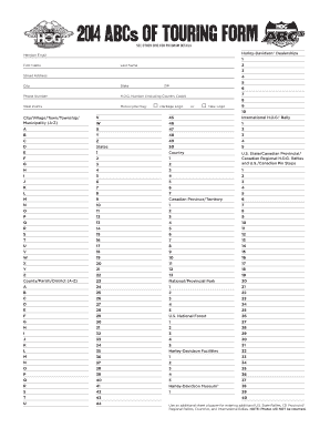 2014 ABCs of Touring Form