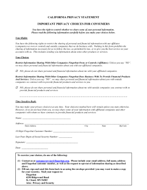 California Privacy Statement Form