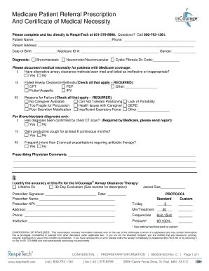 Medicare Patient Referral Prescription and Certificate of Medical Necessity
