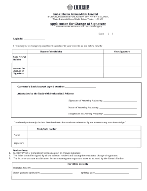 Application for Change of Signature