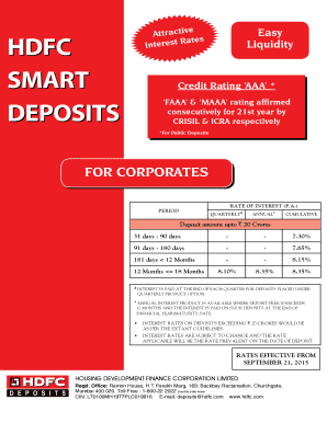 HDFC Corporate Deposit Application Form