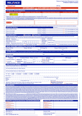 SIP Enrolment Auto Debit ECS Mandate Form