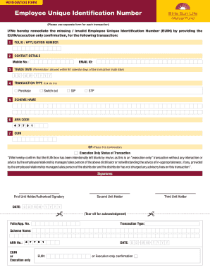 Remediation Form for Employee Unique Identification Number