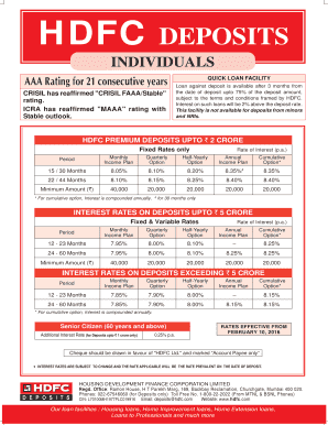 HDFC Fixed Deposit Application Form