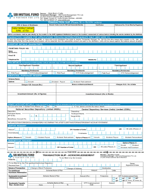 SBI Mutual Fund Transaction Slip