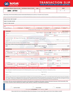 Kotak Mutual Fund Investment Form