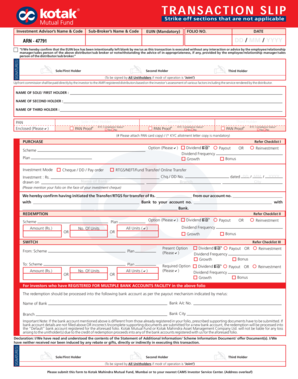 Kotak Mutual Fund Investment Form