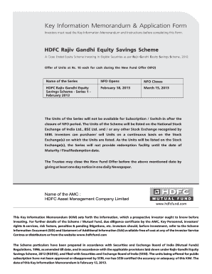 HDFC Rajiv Gandhi Equity Savings Scheme Application Form