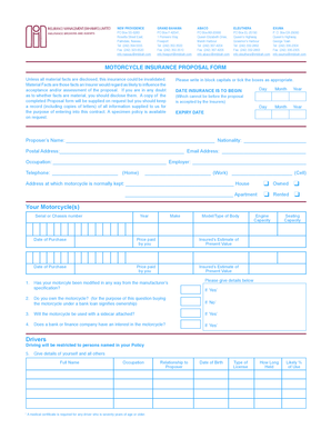 Motorcycle Insurance Proposal Form