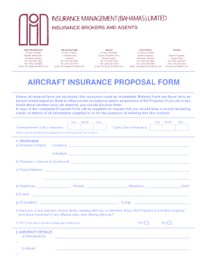 Aircraft Insurance Proposal Form