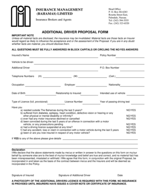 Additional Driver Proposal Form