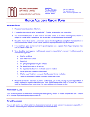 Motor Accident Report Form