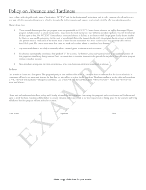 Policy on Absence and Tardiness