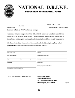 National D.R.I.V.E Salary Deduction Stop Form