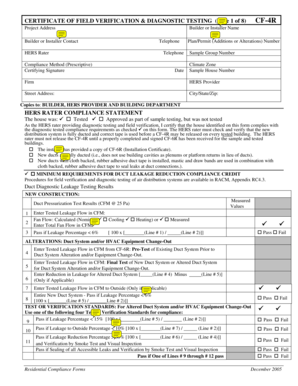 Certificate of Field Verification & Diagnostic Testing