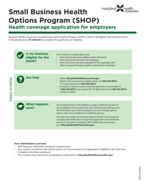 Maryland SHOP Health Coverage Application
