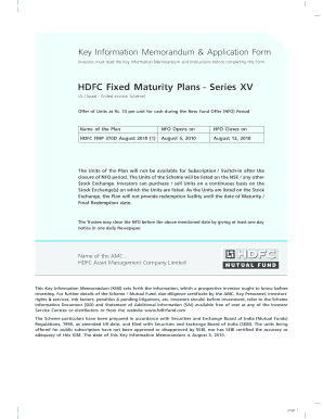 HDFC Fixed Maturity Plan Application Form