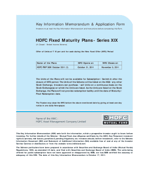HDFC Fixed Maturity Plans Application Form