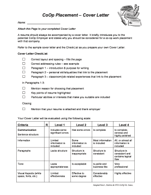 CoOp Placement Cover Letter Template