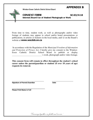 Consent Form for Student Photograph or Work