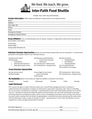 Volunteer Application Form