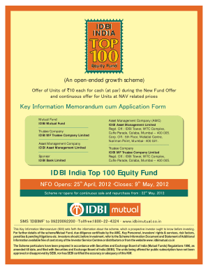 IDBI India Top 100 Equity Fund Application Form